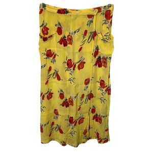 Vintage Tulip‎ Floral Wrap Midi Skirt Womens Large Crinkle Boho Summer Romantic